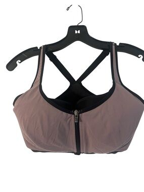 Victoria's Secret Front-Zip Sports Bra in Mauve and Black